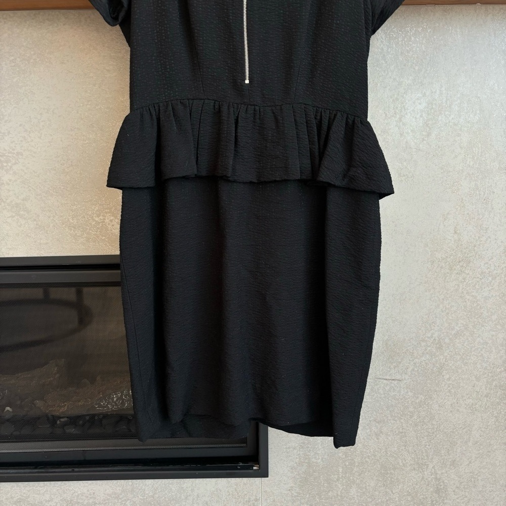NWT Sandro Sheath Dress Black Peplum, Size 3/ US L-8 - Picture 3 of 13